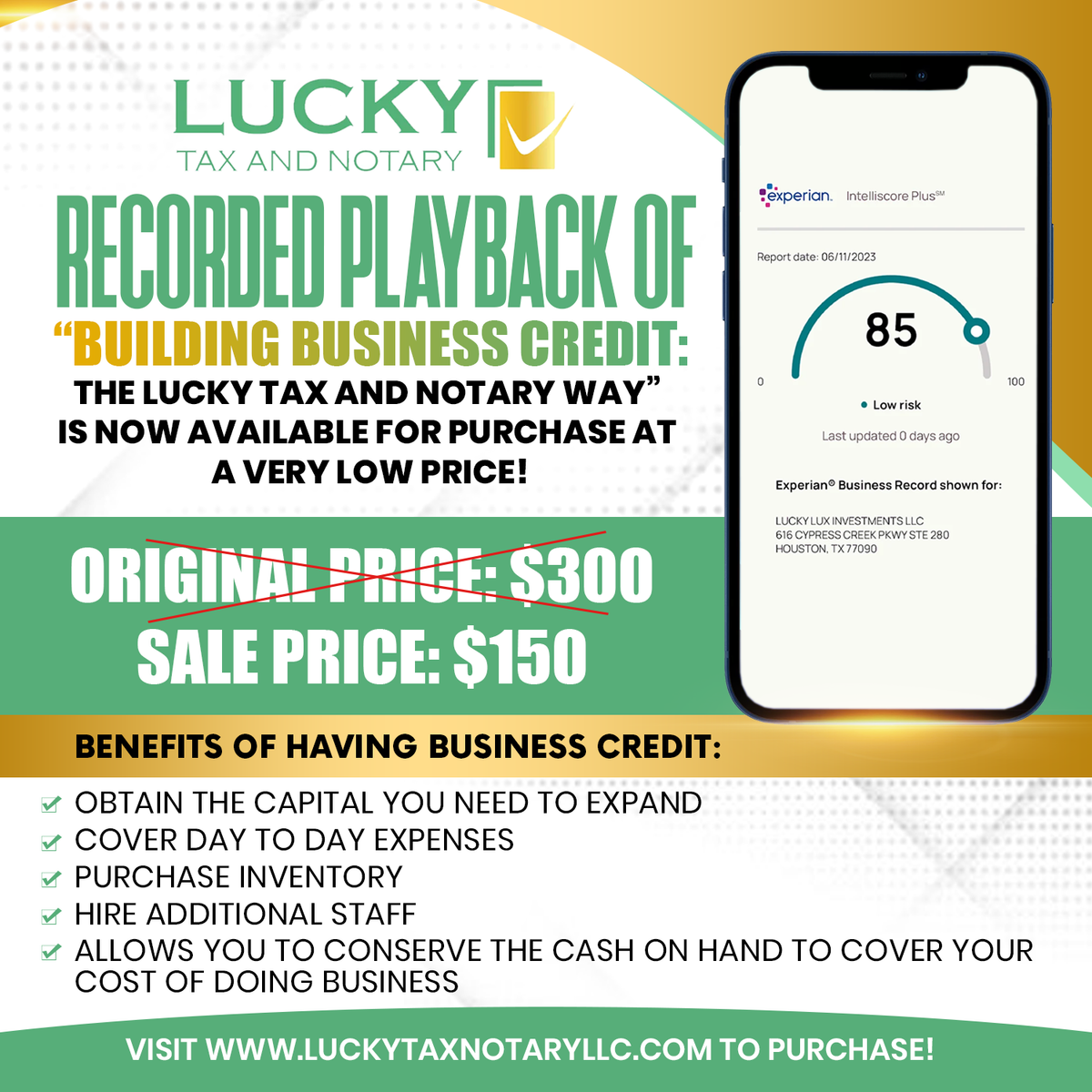 Building Business Credit: The Lucky Tax and Notary Way (Recorded Playback)